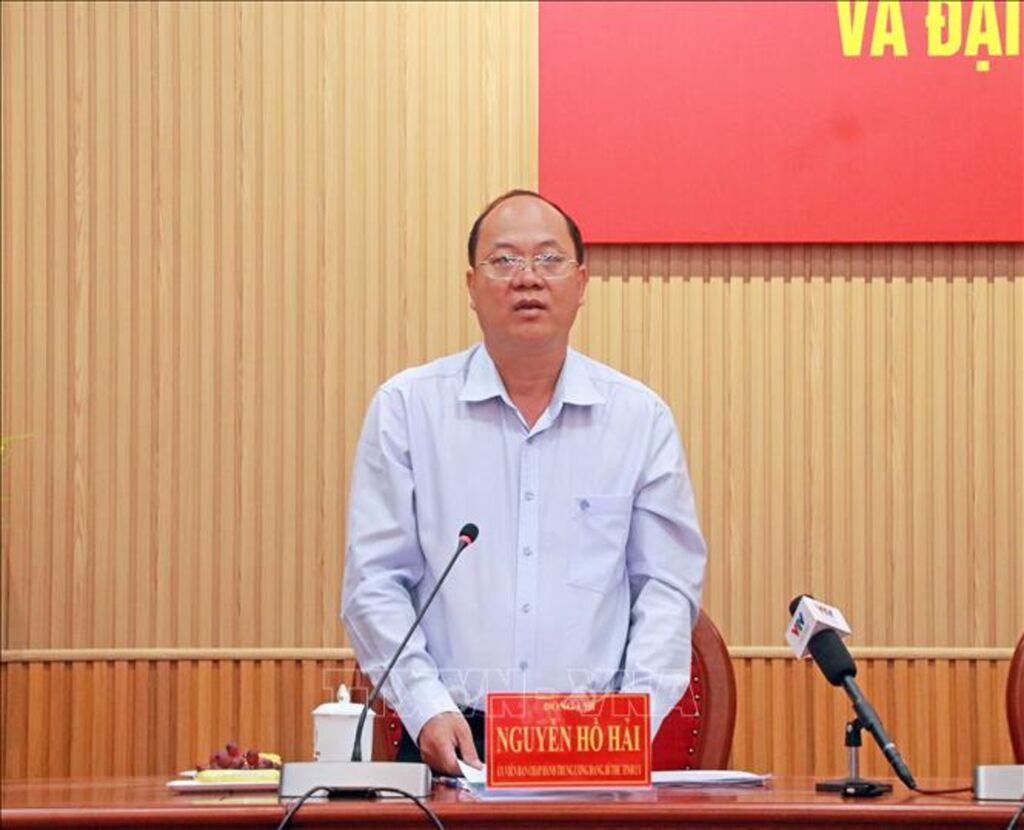 Bí thư Tỉnh ủy Cà Mau Nguyễn Hồ Hải phát biểu tại buổi làm việc.&nbsp;