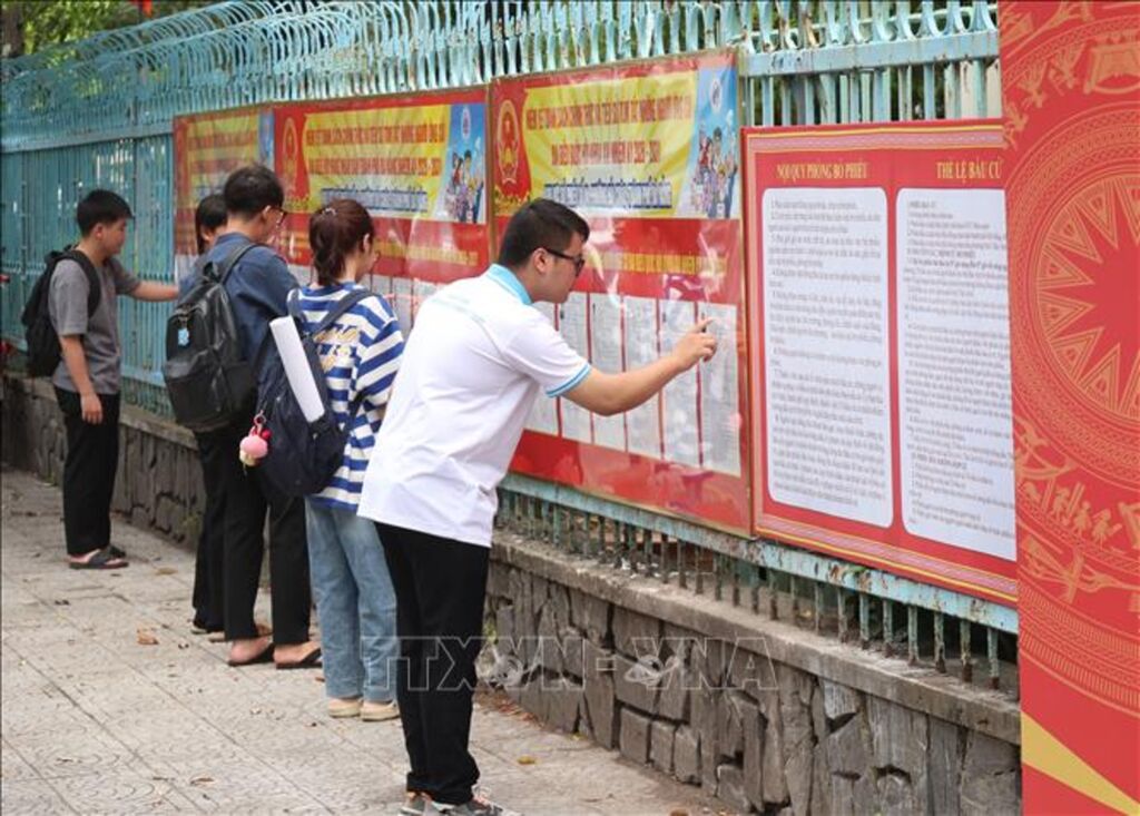Thanh niên, cử tri trẻ tại thành phố Đà Nẵng quan tâm, tìm hiểu các thông tin về bầu cử.