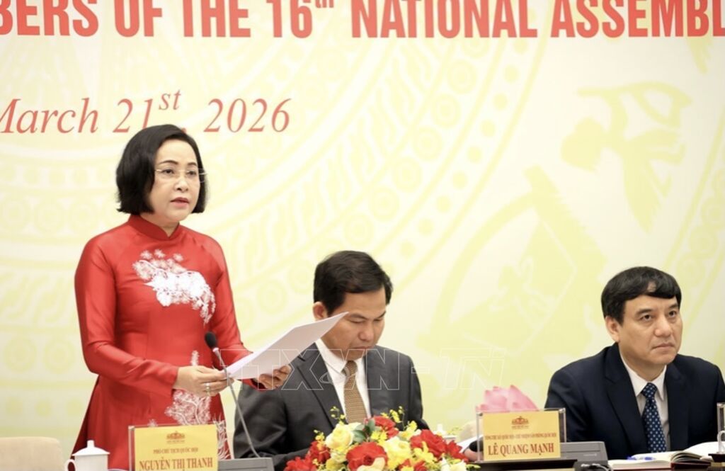 Phó Chủ tịch Quốc hội Nguyễn Thị Thanh chủ trì cuộc họp báo Ảnh: Tuấn Anh- TTXVN Phó Chủ tịch Quốc hội Nguyễn Thị Thanh chủ trì cuộc họp báo<br>